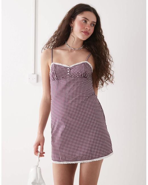 Motel Pink Delphine Gingham Mini Cami Dress