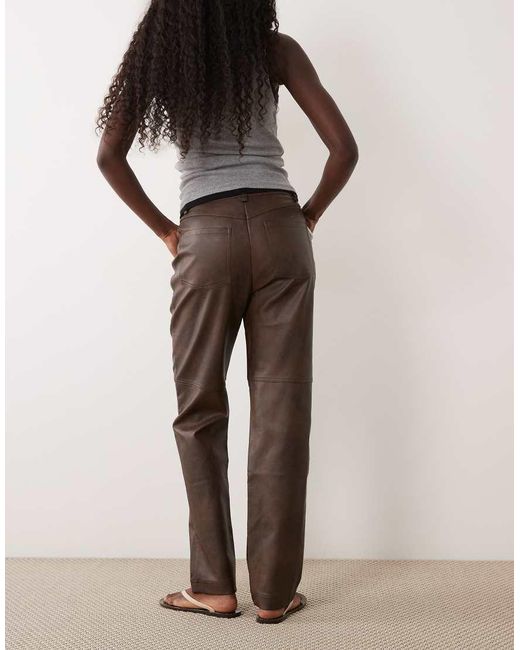 Bardot Natural Faux Leather High Waisted Pants