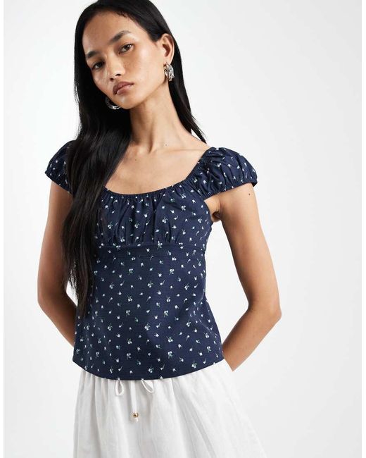 Cotton On Blue Tie Back Babydoll Blouse