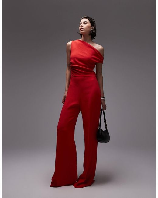 Mango Red Off Shoulder Jumpsuit