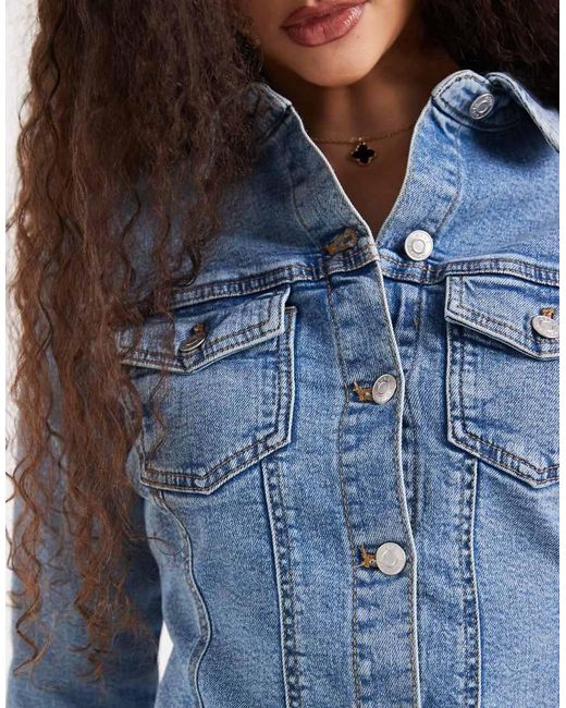 Vestito Di Jeans Corto Aderente A Maniche Lunghe Medio di ASOS in Blue