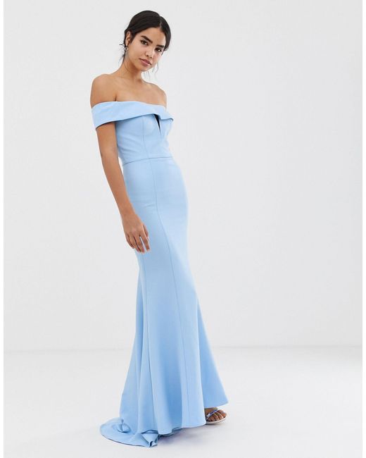 blue bardot maxi dress