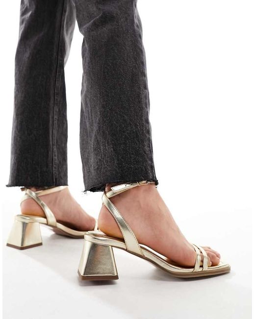 Asos Design Wide Fit Honeydew Mid Block Heeled Sandals in Black | Lyst UK