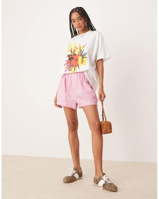 ASOS Pink Oversized T-shirt With Fleur Graphic