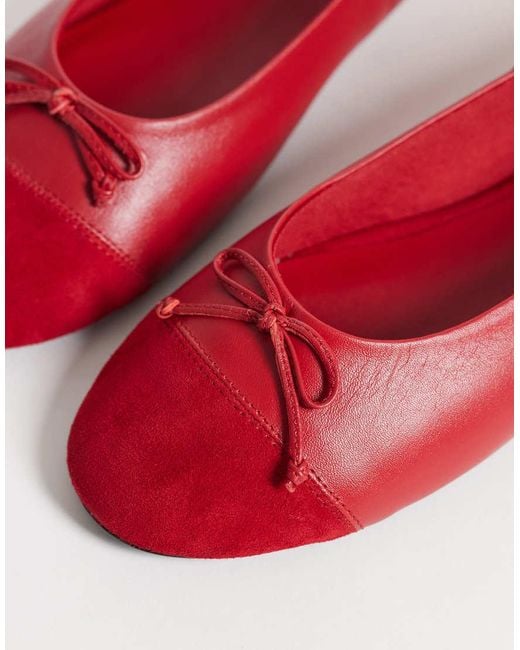 Mango Red Bow Detail Ballet Flat