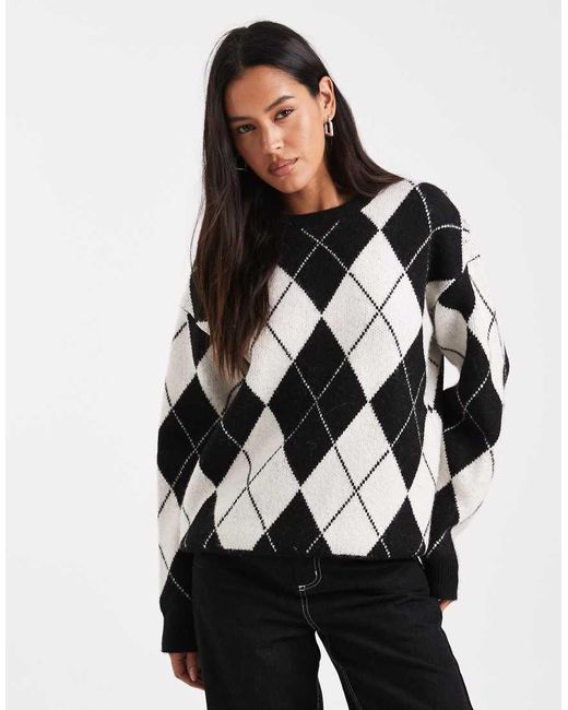 4th & Reckless Black Wool Blend Crew Neck Oversized Sweater