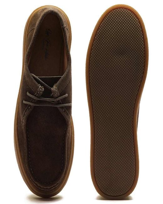 OFF THE HOOK Brown 'Els' Suede Leather Casual Lace-Up Boat Shoes for men