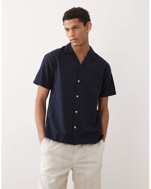 JJ Rebel Blue Linen Short Sleeve Shirt for men