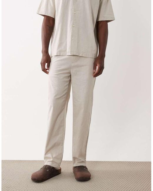 Only & Sons White Linen Look Loose Fit Trousers Co-ord for men