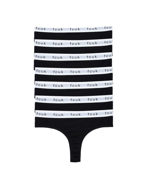 French Connection White 7 Pack Cotton Fcuk Ladies Thongs