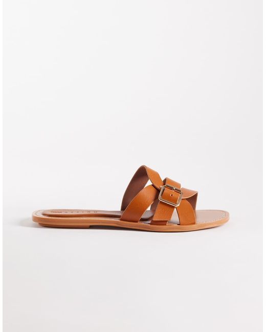 ASOS Brown Feature Interlocking Flat Sandals