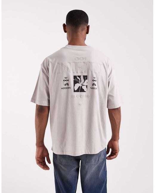 ASOS Natural Oversized T-shirt With Floral Back Print for men