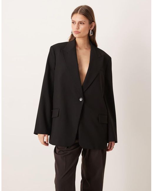 Mango Oversized Rechte Blazer in het Black
