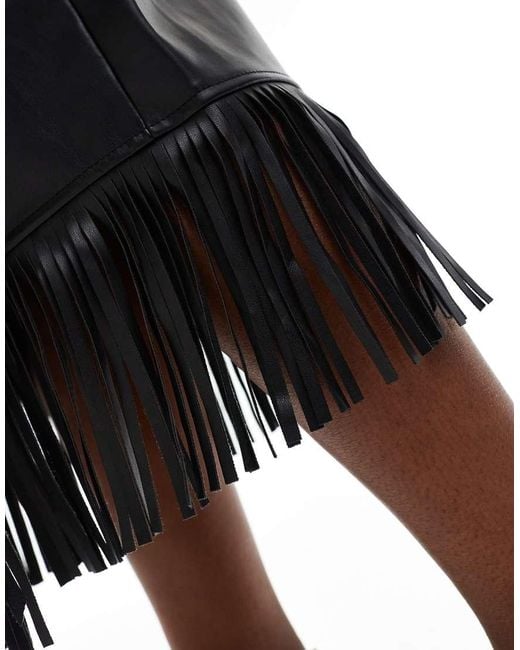 Never Fully Dressed Pu Fringe Midaxi Skirt in Black Lyst UK