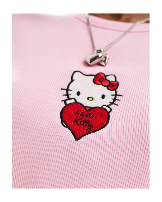 ASOS Pink Baby Tee With Hello Kitty Licence Graphic