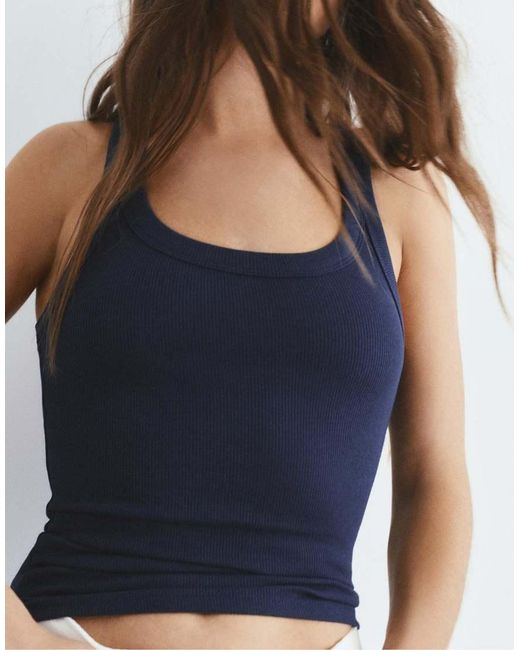 Pull&Bear Blue Basic Tank Top