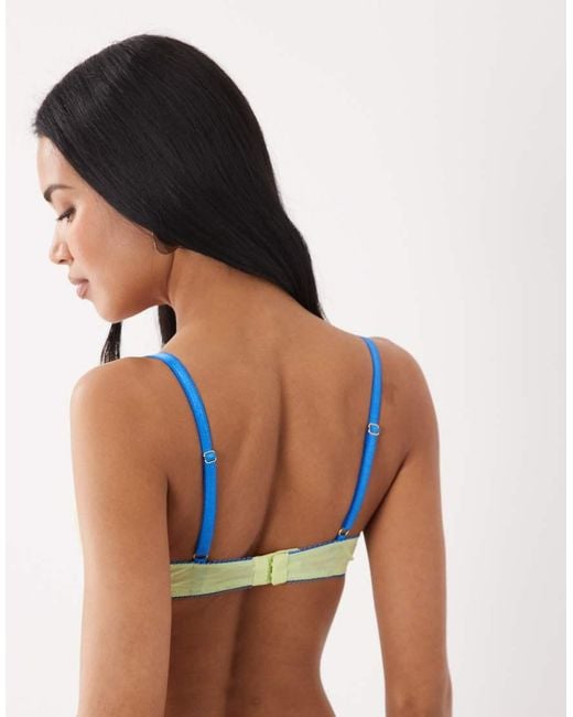 ASOS Green Parker Sheer Mesh Underwire Balcony Bra With Contrast Trim