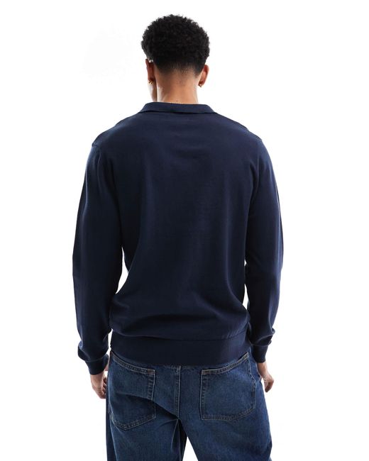 Top manches longues en maille avec col ouvert Threadbare pour homme en coloris Blue