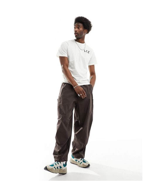 Camiseta color holgada con logo curvado en el pecho Lee Jeans de hombre de color White
