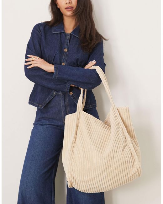 ASOS Blue Large Cord Tote Bag