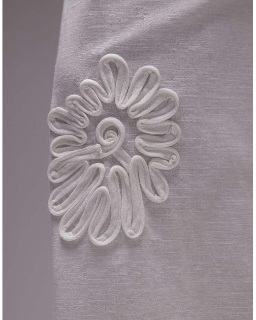 SNDY'S Broek Met Wijde Pijpen Van Linnenmix Met Bloemen in het Gray
