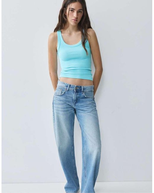 Top Basic Senza Maniche Pallido di Pull&Bear in Blue