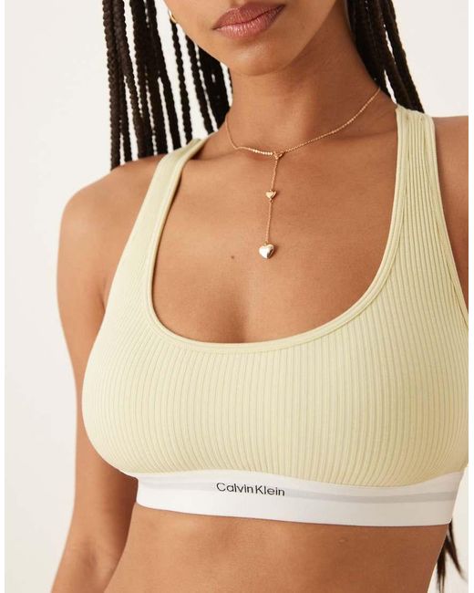 Calvin Klein Geribbeld Bralette Van Modal in het Yellow
