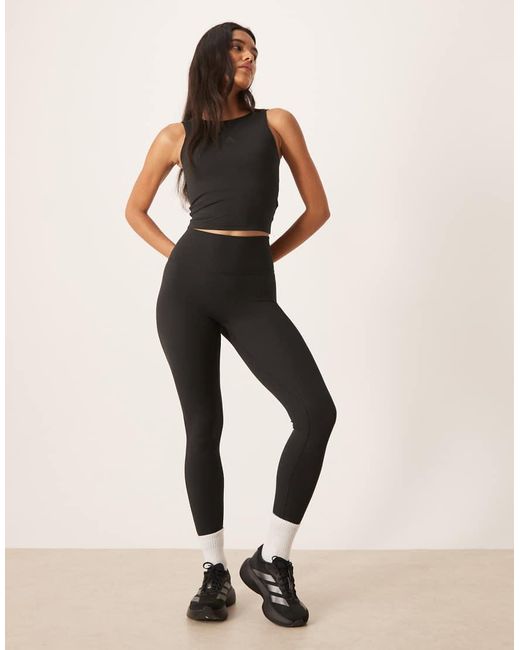 Adidas Originals Black Adidas Training Yoga Motion Texture Tank Top