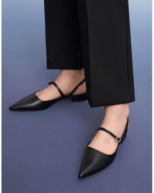 Charles & Keith Black Roxane Slingback Mary Jane Flats