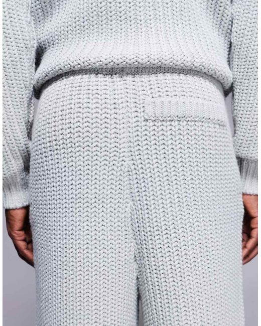 Pantalones De Chándal Grises De Punto Grueso Acanalado De ASOS de hombre de color Gray