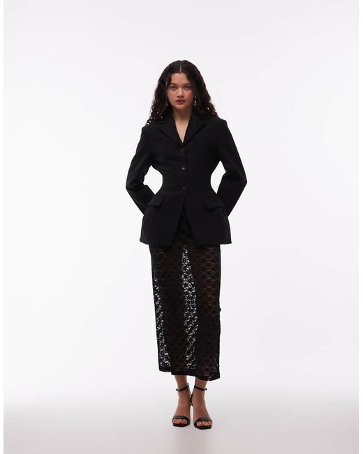 ASOS Black Lace Sheer Column Maxi Skirt