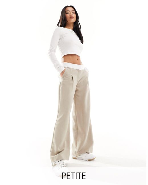 Pantalones color con cinturilla plegada Miss Selfridge de color White