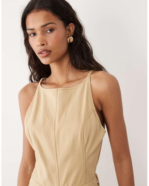 ASOS Natural Twill Jumpsuit With Seam Details