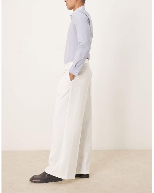 Pantalones De Vestir Blancos De Pernera Suelta Con Pinzas Dobles Y Cinturilla De Satén De ASOS de hombre de color Natural