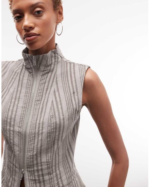 Weekday Black Emy Stripe Dyed Woven Top