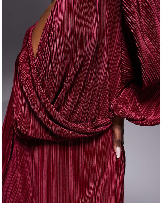 ASOS Red Plissé Blouson Mini Dress