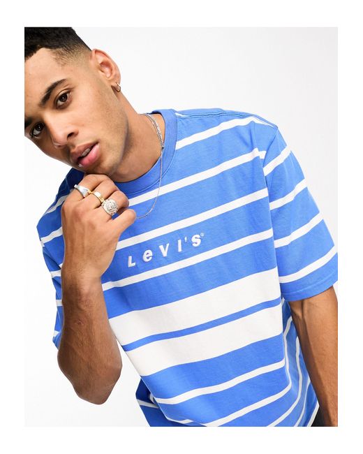 Levi's – gestreiftes oversize-t-shirt mit mittigem logo in Blau für Herren  | Lyst AT