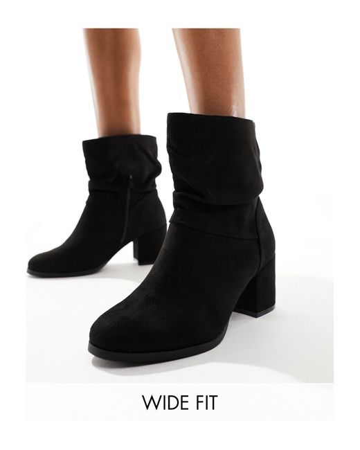 Yours Black Wide Fit Slouchy Ankle Boots