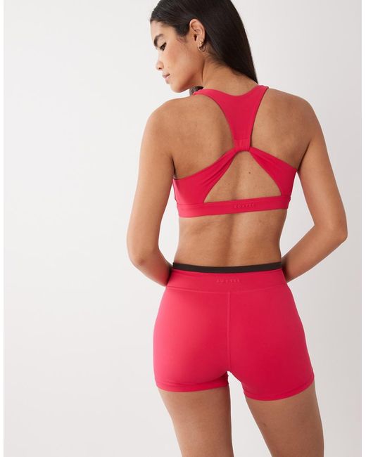 BO+TEE Red Soft Active Wrap Waist Contrast Detail Short Co-Ord