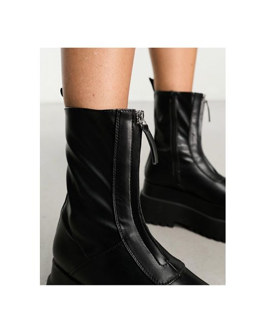 ASOS Atomic Chunky Zipfront Boots in Black Lyst