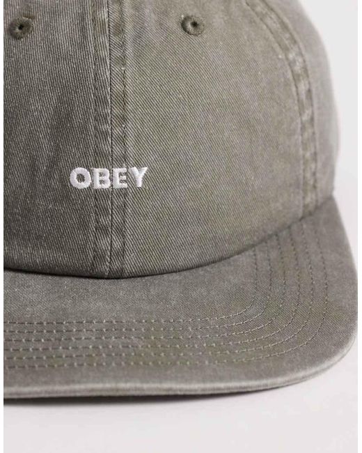 Obey Gray Pigment Bold Logo Six Panel Strapback Cap