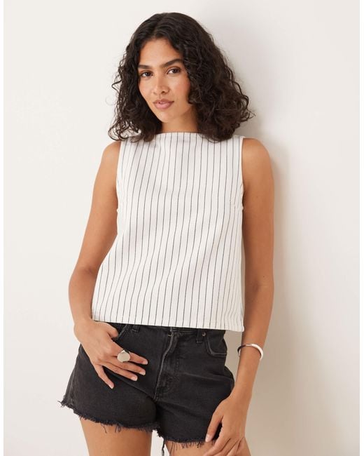 ASOS Women's White Denim Slash Neck Tank Top