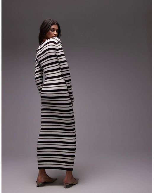 TOPSHOP Gray – geripptes maxikleid