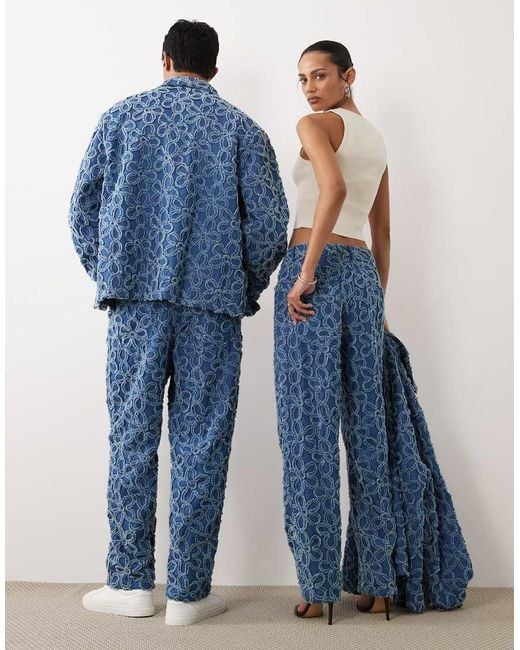 Sister Jane Blue Unisex Fleur Mid Waist Denim Jeans Co-ord