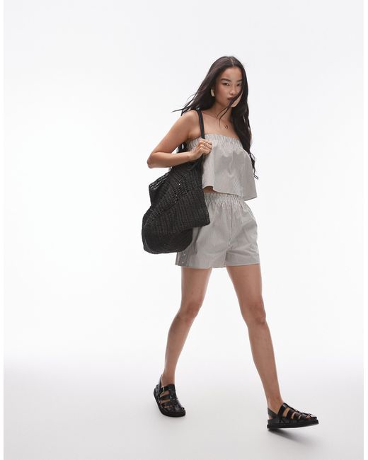 TOPSHOP White – trägerloses baumwoll-oberteil