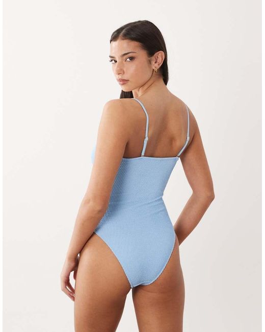 South Beach Blue Bandeau Swimsuit With Cutout Detail