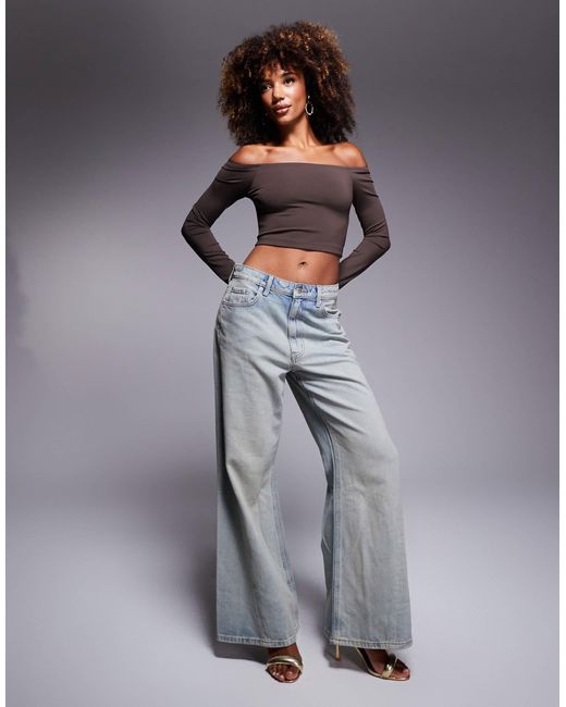 ASOS Gray Premium Sculpting Bardot Top