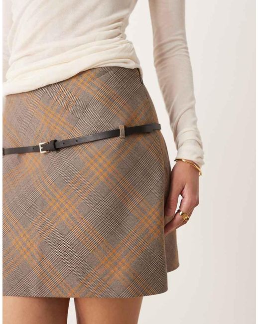 Mango Natural Belted Mini Skirt