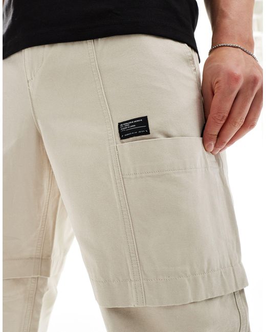 Pantaloni cargo ampi color pietra con toppa di ASOS in Black da Uomo