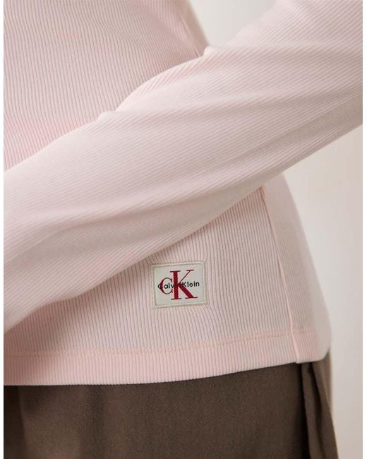 Calvin Klein Pink Long Sleeve Rib Button-front Top